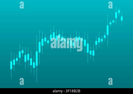 Clean and modern financial trading illustration featuring glowing bullish candlestick bars on a teal background. Perfect for stock market analysis, Stock Vector
