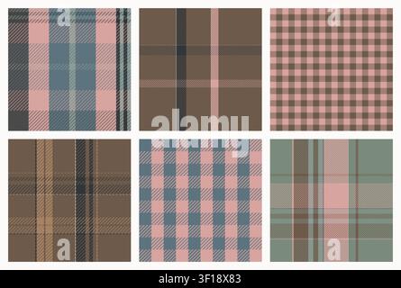 Scandinavian Tartan Plaid Seamless Patterns. Stock Vector