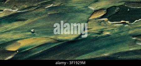 Dark green and gold oil paint texture background with white streaks for design Stock Photo