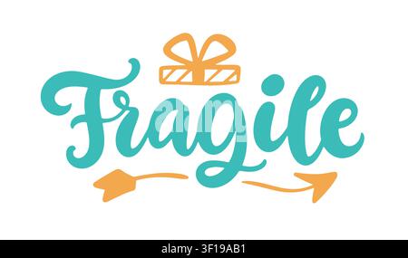 Fragile vector lettering package sticker label Stock Vector