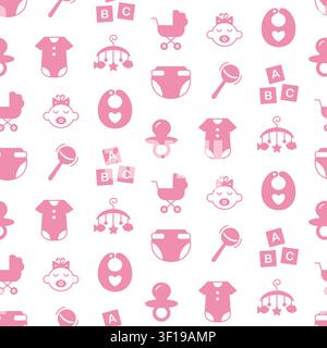 Baby vector seamless pattern with baby care icons Stock Vector
