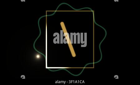 This design features a simple arrangement of geometric shapes against a dark background. A single line intersects a rectangular frame, creating a star Stock Photo