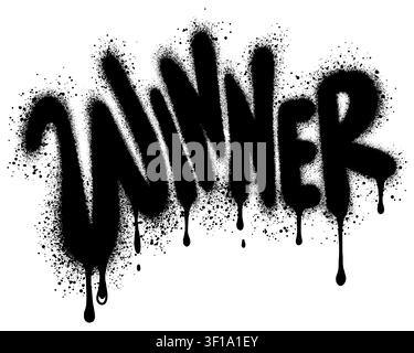 Graffiti winner text sprayed in black over white. Stock Vector