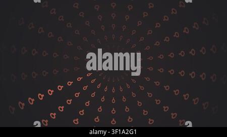The scene shows a circular arrangement of light shapes against a dark background, creating a visual effect of depth and symmetry. This pattern draws t Stock Photo