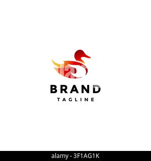 Red Duck Burning Fire Logo Design. Elegant Red Fiery Duck Logo Design. Stock Vector