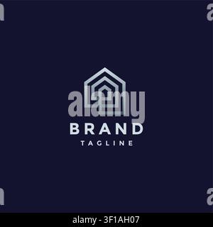 One Layered Home Looping Line Logo Design. The Looping Line of the Letter P Forms a House Symbol Logo Design. Stock Vector