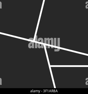 A modern minimalist photo collage layout featuring five dark gray blank geometric frames separated by clean white borders for creative picture display Stock Vector