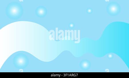 A serene blue background featuring soft flowing liquid waves and luminous white glowing orbs creating a calm and modern ethereal atmosphere. Stock Vector