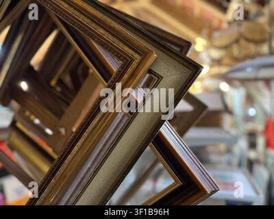 Old Vintage Wooden Frames for Paintings and Photographs Stock Photo