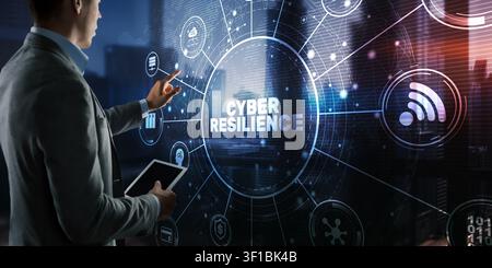 Cyber resilience strategy for business continuity and managing enterprise risk with interactive digital interface Stock Photo