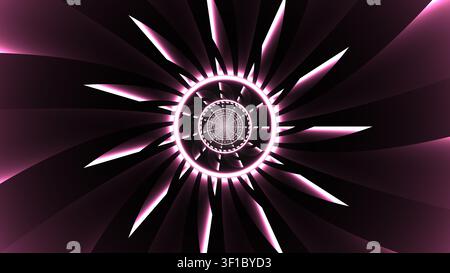 A detailed spiral design features light rays radiating outward from a center point. The geometric patterns create an engaging visual effect with a sen Stock Photo