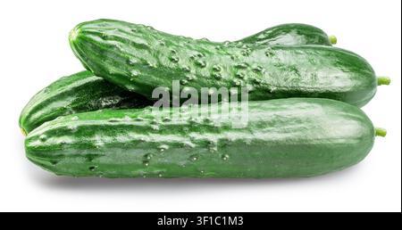 Fresh green cucumbers isolated on a white background. Clipping path. Stock Photo