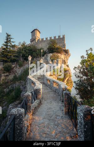 San Marino in golden morning light at sunrise Stock Photo