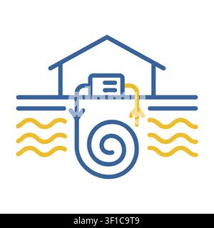 Minimalist outline geothermal energy icon suitable for eco heating and renewable technology design concepts Stock Vector