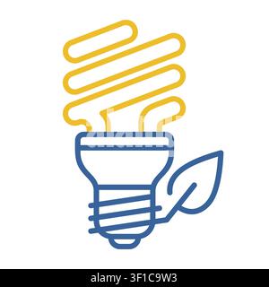 Minimalist outline energy saving lamp icon with leaf suitable for eco electricity and sustainable technology design concepts Stock Vector