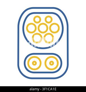 Minimalist outline CCS Type 2 charging inlet icon suitable for electric vehicle infrastructure and eco transport design concepts Stock Vector