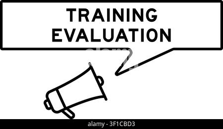 Megaphone icon with speech bubble in word training evaluation on white background Stock Vector