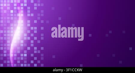 Abstract digital background featuring a glowing purple light streak against a dark violet field with a subtle grid tile pattern. Stock Vector