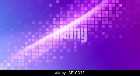 Vibrant abstract digital background featuring a diagonal beam of glowing purple and pink light over a subtle square tile pattern. Stock Vector