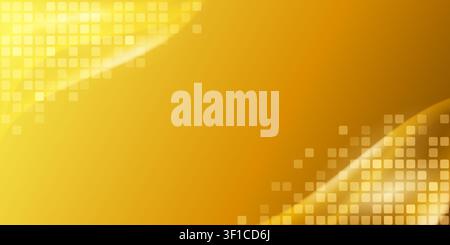Vibrant golden and orange abstract background featuring a subtle, glowing tile pattern that sweeps across the composition. Stock Vector