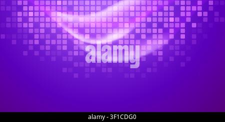 Vibrant purple and magenta abstract background featuring a glowing, flowing wave effect over a digital grid or tile pattern. Stock Vector