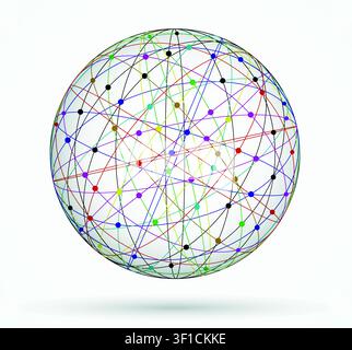 Multicoloured sphere of global digital connections, network Stock Vector