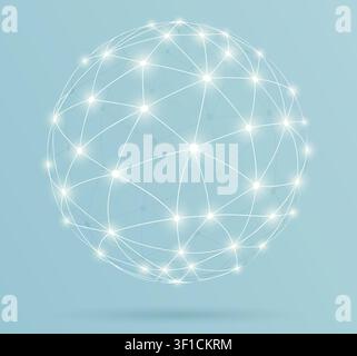 Network, global digital connections with glowing lines Stock Vector
