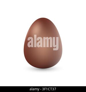 Chocolate easter egg. 3d whole chicken egg, milk cacao kids confectionery. Sweet candy with surprise toy inside. Traditional spring holiday celebration symbol. Realistic isolated vector element shape Stock Vector