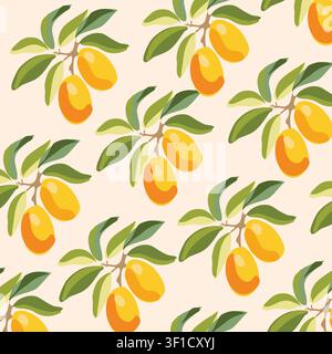 A seamless pattern of olive branch isolated on a white background. vector illustration. EPS format, Vector seamless pattern with an olive branch. Stock Vector