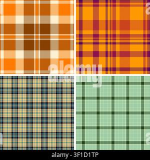 Plaid collection ideal for diary kits. Coordinated tartan repeats create cohesive and visually appealing printed sets. Vector format allows resizing. Stock Vector