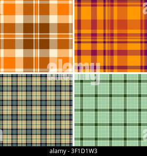 Plaid collection ideal for diary kits. Coordinated tartan repeats create cohesive and visually appealing printed sets. Vector format allows resizing. Stock Vector
