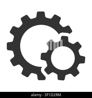 Minimalist black gear and cog vector icon symbolizing settings, process integration, and technology systems. Perfect for modern web design, app interf Stock Vector