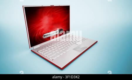 Notebook with 2018 and loading texts on the screen. 3D illustration. Stock Photo