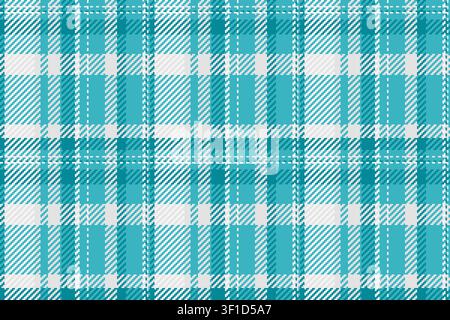 Cosy textile pattern vector, tattersall seamless texture check. Napkin background tartan plaid fabric in cyan and sterling silver colors palette. Stock Vector