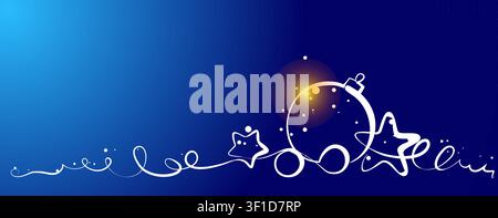 Merry Christmas decoration. Continuous one line art Stock Vector