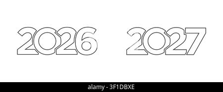 Happy New Year 2026 2027 text logo design template for calendar typography, greeting card, invitation, banner, diary print. Stock Vector
