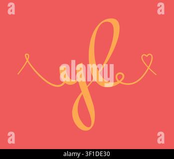 YL initial wedding monogram calligraphy vector illustration. Hand drawn lettering y and l love logo design for valentines day poster, greeting card, p Stock Vector