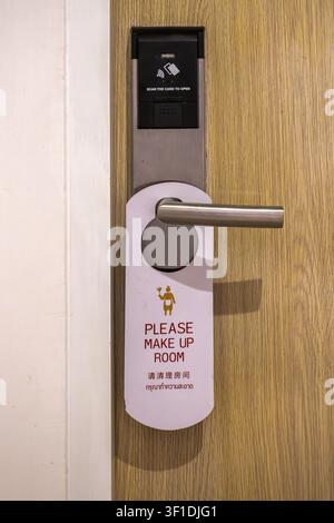 Hotel room door digital locking system, Bangkok, Thailand Stock Photo