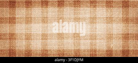 Orange squared burlap linen decorated realistic texture. Denim jean fabric cloth woven pattern. Rough woven hessian textile. Canvas cotton backdrop bg Stock Vector