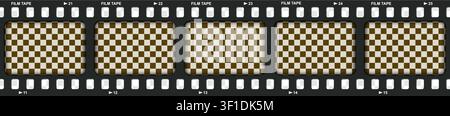 Vintage movie film long strip template isolated on transparent background. Cinema and filmmaking overlay with brown old filter. Retro video cinema or Stock Vector
