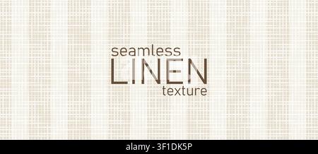 Beige burlap linen decorated seamless realistic texture. Linen fabric cloth woven pattern. Rough woven hessian textile. Canvas cotton backdrop bg. Vec Stock Vector