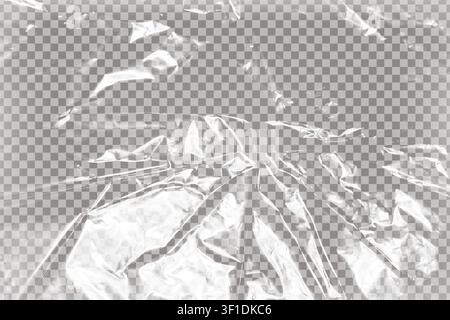 Realistic plastic polyethylene layer overlay isolated on transparent background. Wrapping packaging vinyl texture. Vector illustration Stock Vector