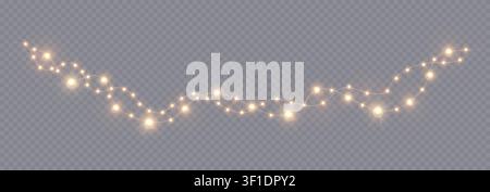 Realistic lamp Christmas lights isolated. Glowing led neon lights and lamps for Xmas and New year cards, banners, posters etc. Garlands design element Stock Vector