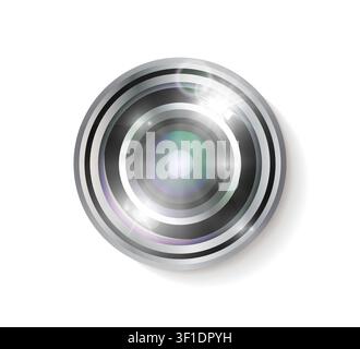 Modern realistic photo or video camera lens icon design isolated on white background. Vector illustration Stock Vector