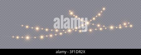 Realistic lamp Christmas lights isolated. Glowing led neon lights and lamps for Xmas and New year cards, banners, posters etc. Garlands design element Stock Vector