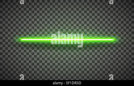Realistic green led neon tube light isolated on transparent background. Detailed vector illustration Stock Vector