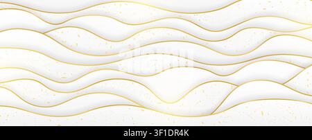 Luxury vertical paper cuted layered ewhite and gold background. 3D style realistic abstract. Vector illustration Stock Vector