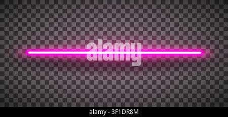 Realistic pink led neon tube light isolated on transparent background. Detailed vector illustration Stock Vector
