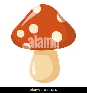 Red spotted mushroom with cream stem. Cartoon vector illustration on white background Stock Vector