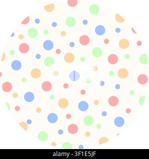 Round shape with colorful dots background. Ball with polka dot print. Circle with cute confetti texture. Birthday party concept. Happy vibes theme. Vector flat illustration. Stock Vector